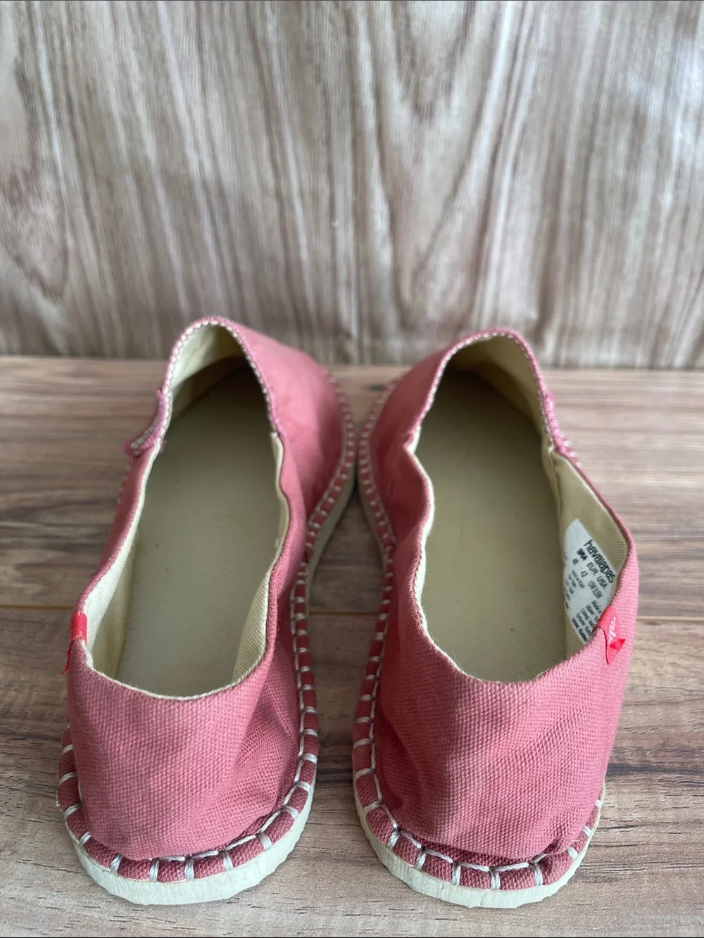Havaianas Espadrille Slip On Sandals Canvas Shoes Rose / cream Womens 10 Men 8.5